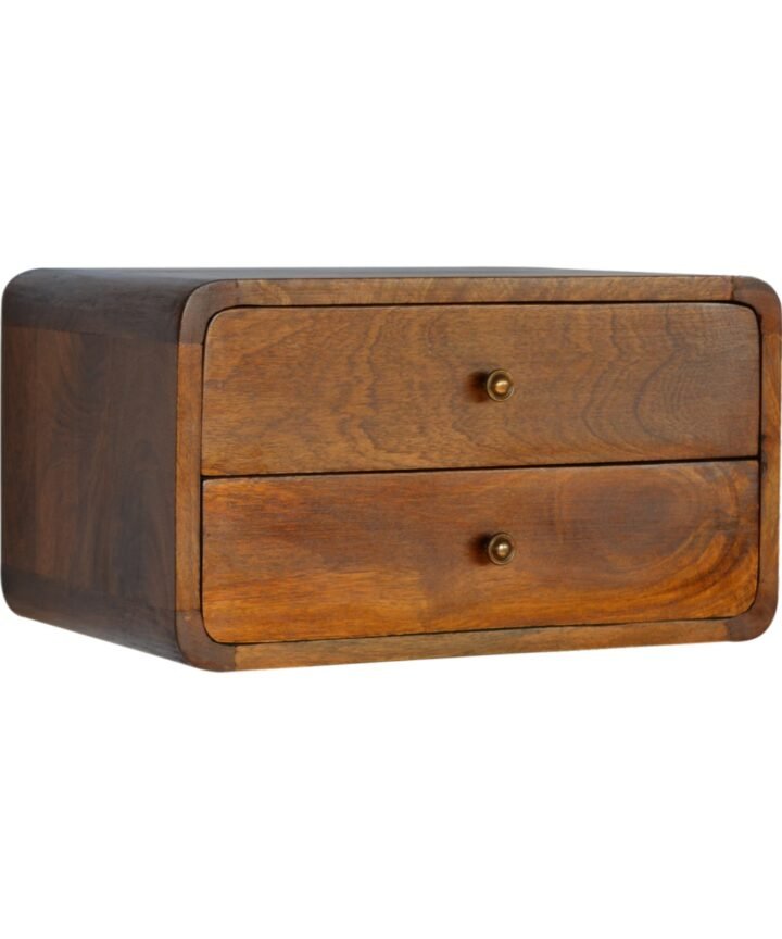 Floating Curved Chestnut Bedside
