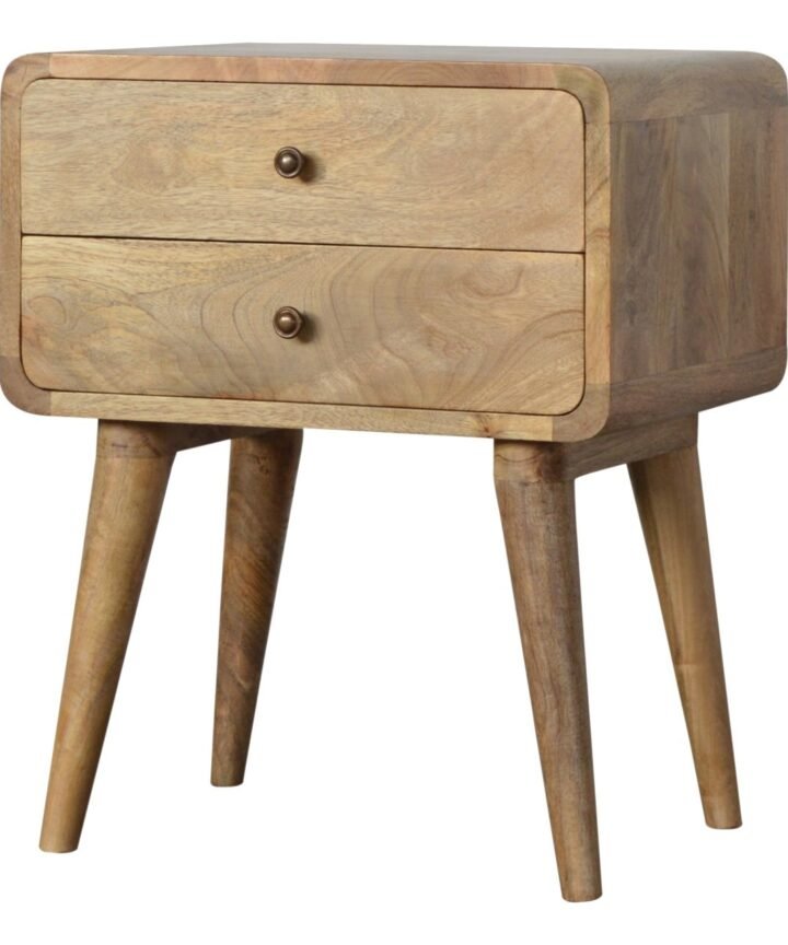 Curved Oak-ish Bedside