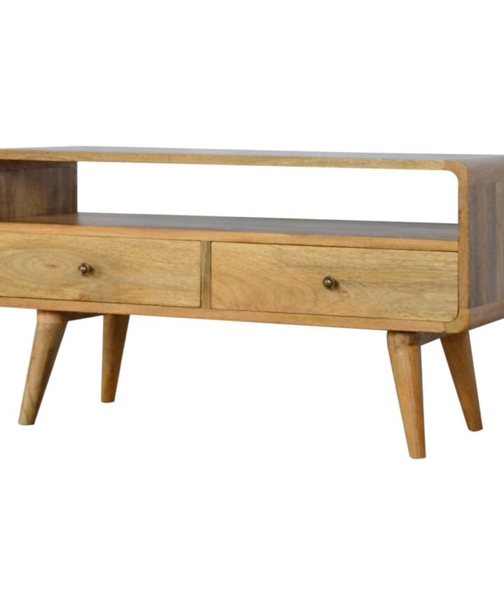 Curved Oak-ish Media Unit